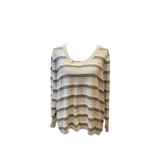 Tommy Hilfiger Women's Striped Pullover Sweater Gray White 2XL - Picture 1 of 8